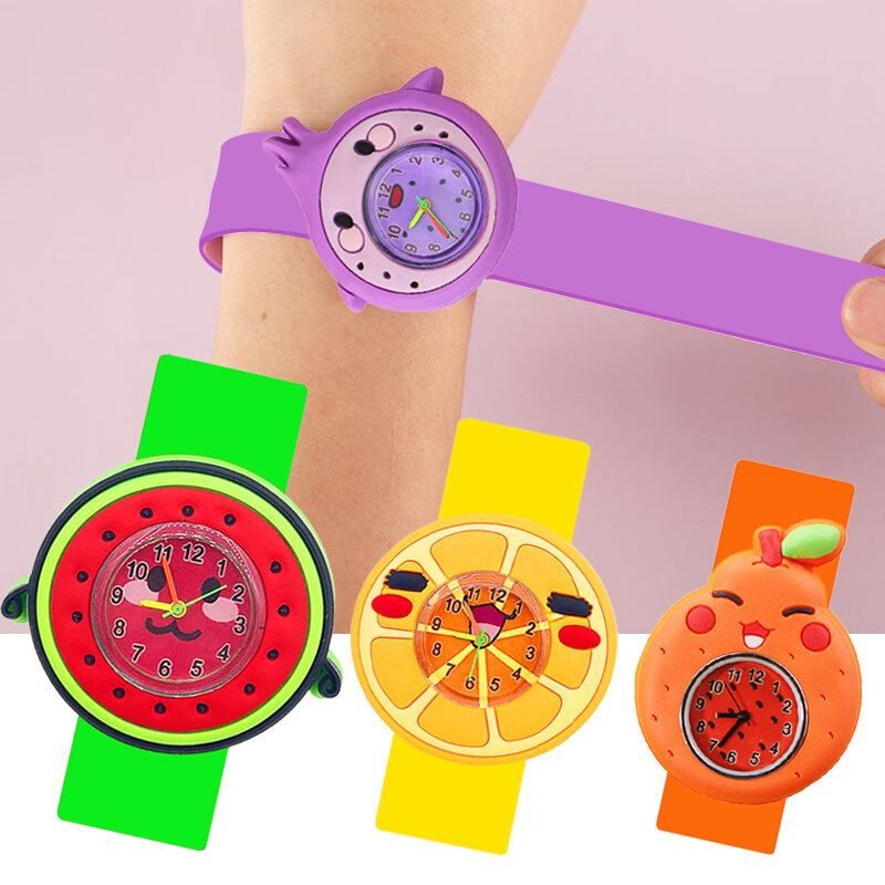Часы Наручные детские с изображением фруктов, модные повседневные кварцевые, для девочек и мальчиков, подарок для детей