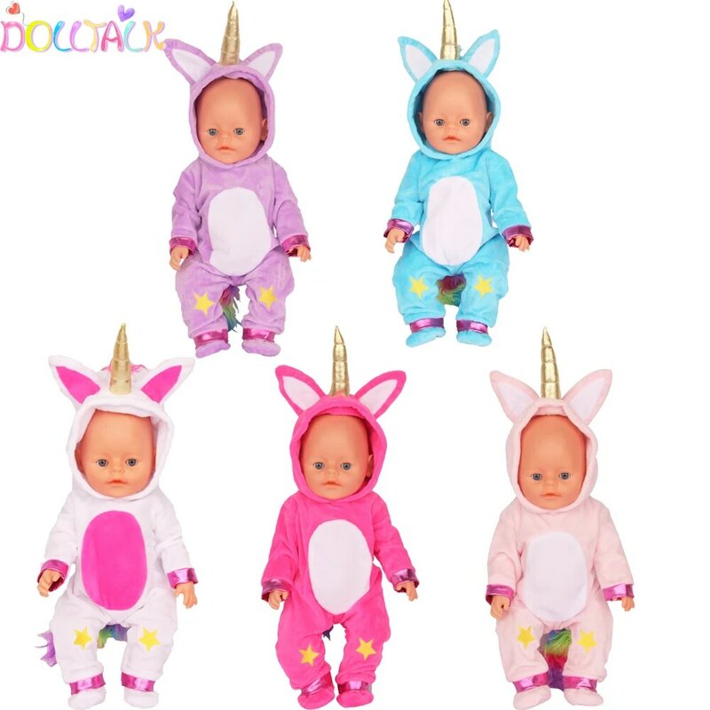 New Style 17,18" American Doll Unicorn Clothes Big Ear Star Unicorn Bodysuit For 43cm New Baby Reborn 1/4 BJD OG Gitl Dolls Toy