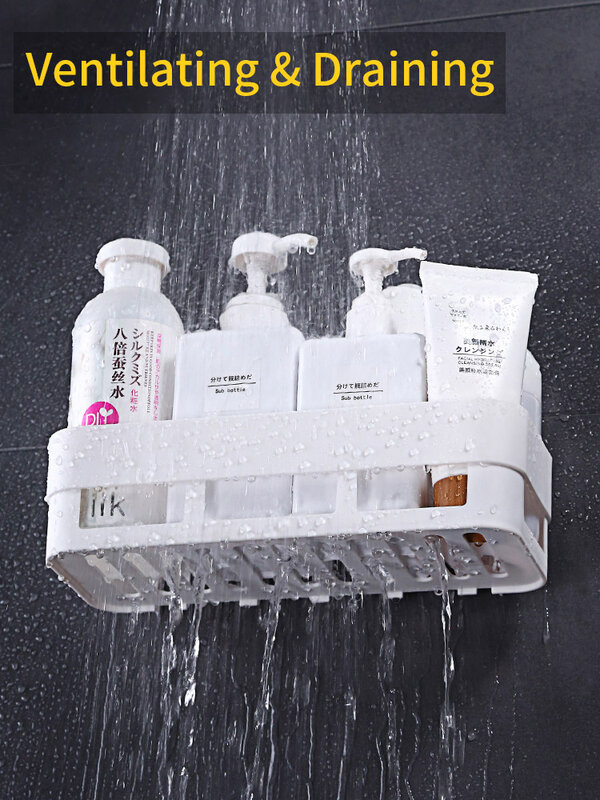 JOYBOS Bad Wand-Montiert Kunststoff Lagerung Rack Lagerung Box Shampoo Tray Stand Einzigen Schicht Freies Stanzen regal veranstalter