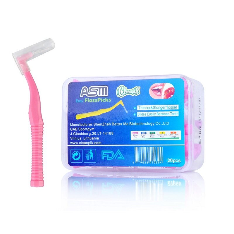 Escova interdental curvada de escova interdental, soquete de escova de dentes para correção de escovas de dentes 20 peças