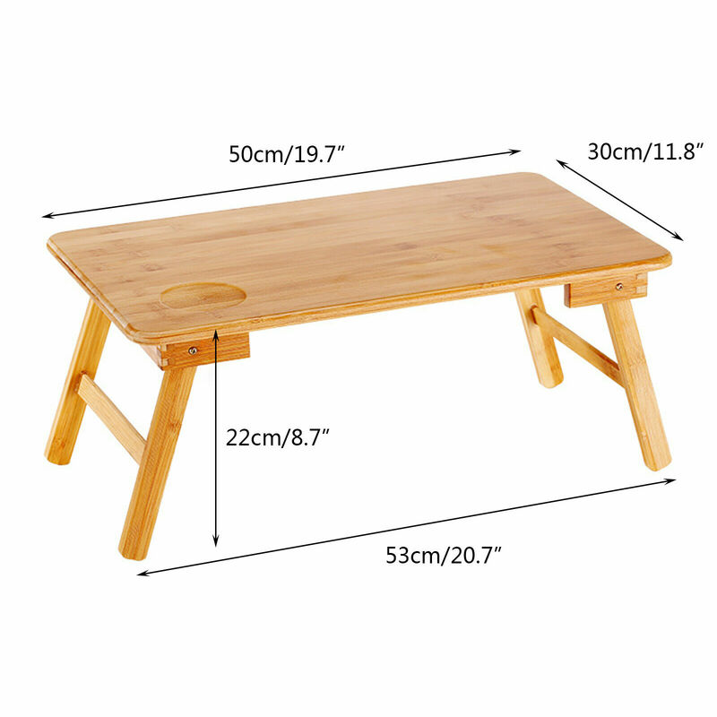 Pernas dobráveis de laptop em bambu, dobráveis, para mesa de rodada/bandeja para laptop de 17 polegadas