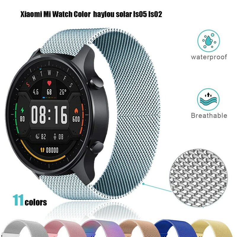 20mm/22mm magnetyczny pasek do Xiaomi mi zegarek kolor wymiana Watchband dla xiaomi haylou ls02 bransoletki ze stali nierdzewnej pas
