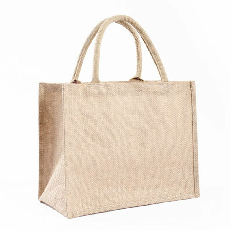 Juta portátil reutilizável sacola de compras supermercado organizador bolsa de armazenamento q0ke