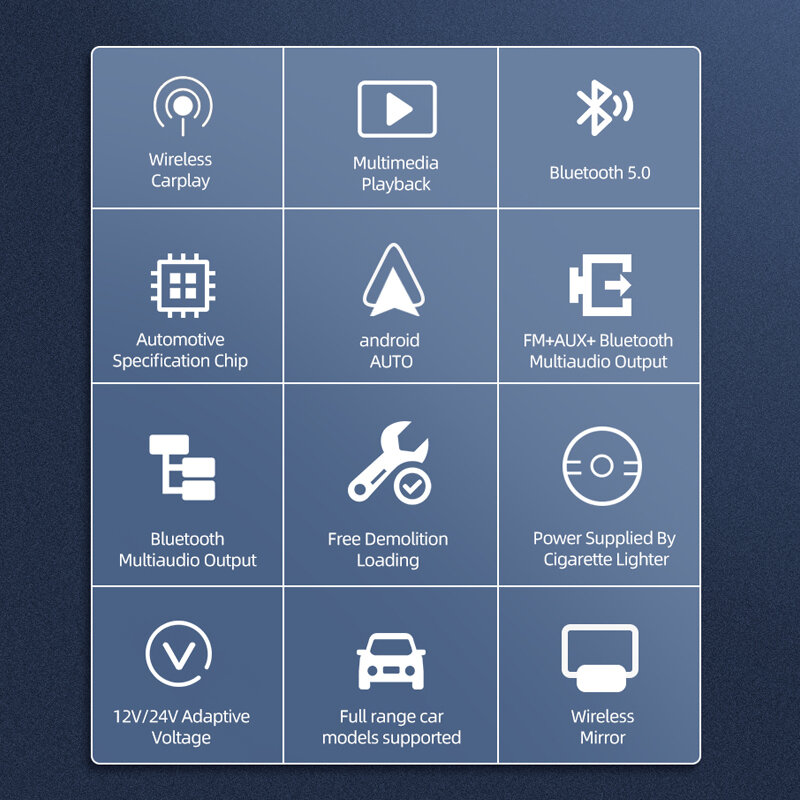 AKAMATE รถวิทยุสากลมี Wireless Carplay และ Android Auto Bluetooth FM หน้าจอสัมผัสสำหรับ1din 2din 7นิ้ววิทยุ