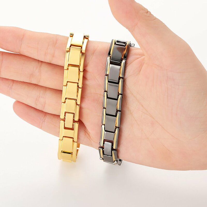 Bracelet en hématite magnétique pour homme, Bracelet détachable en acier et titane