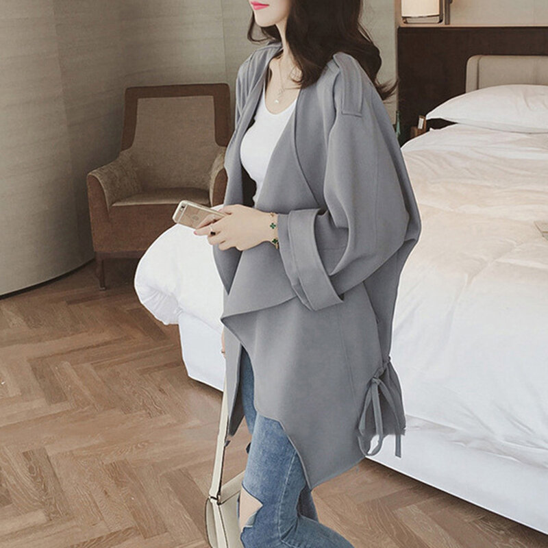 Damska kurtka wiatrówka wiosenne jesienne ubrania nowy średniej długości koreański styl popularny Trench Coat odzież damska トレンチコート レディース