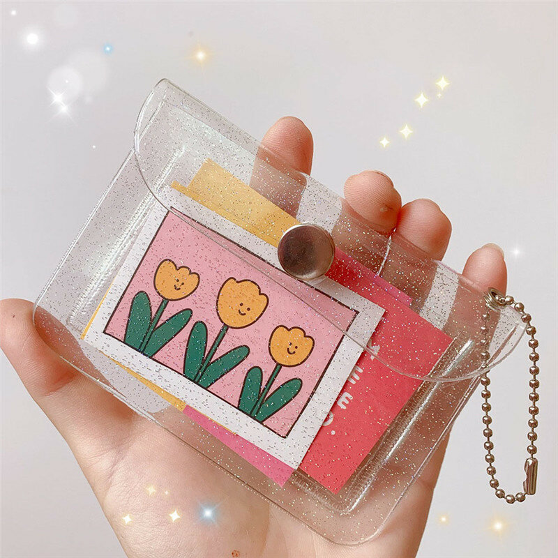 Transparent Women Purse PVC Clear Jelly Bag Mini Money Wallet Card Holder Clear Wallet Ladies Purse Wallet Jelly Card Holder