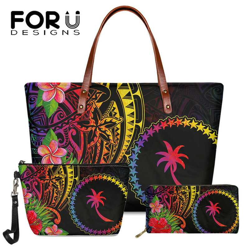 FORUDESIGNS Luxury Shoulder Bags And Clutch Purse Chuuk Polynesian Plumeria Design Women's Casual Holder Bag Female Sac A Main