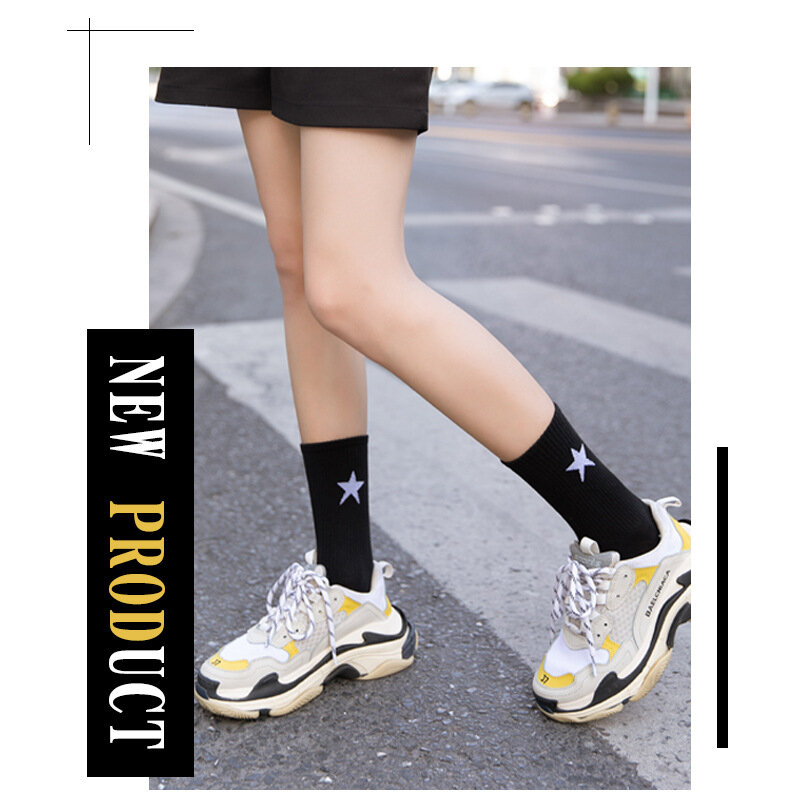 10 pares de calcetines de algodón blanco negro transpirable calcetines de deporte largos calcetines de deporte de los hombres de tubo Harajuku hombre