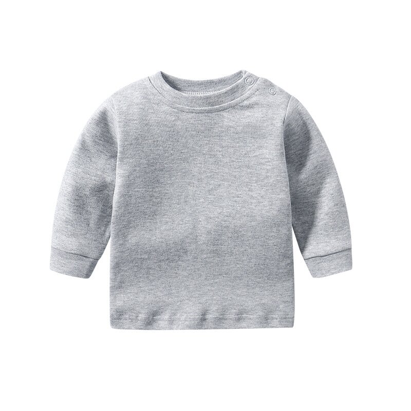 Kaus Anak Perempuan Anak Laki-laki Musim Gugur 2021 Atasan Lengan Panjang Anak-anak Warna Solid untuk Anak Laki-laki Kaus Pullover Bayi Pakaian Dalam Anak Perempuan