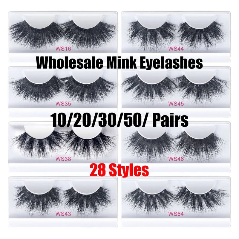 Thinkshow Wholesale 10/20/30/50Pairs 25mm Eyelashes 3D Mink Lashes Handmade Fluffy Dramatic Cruelty Free False Eyelashes Makeup