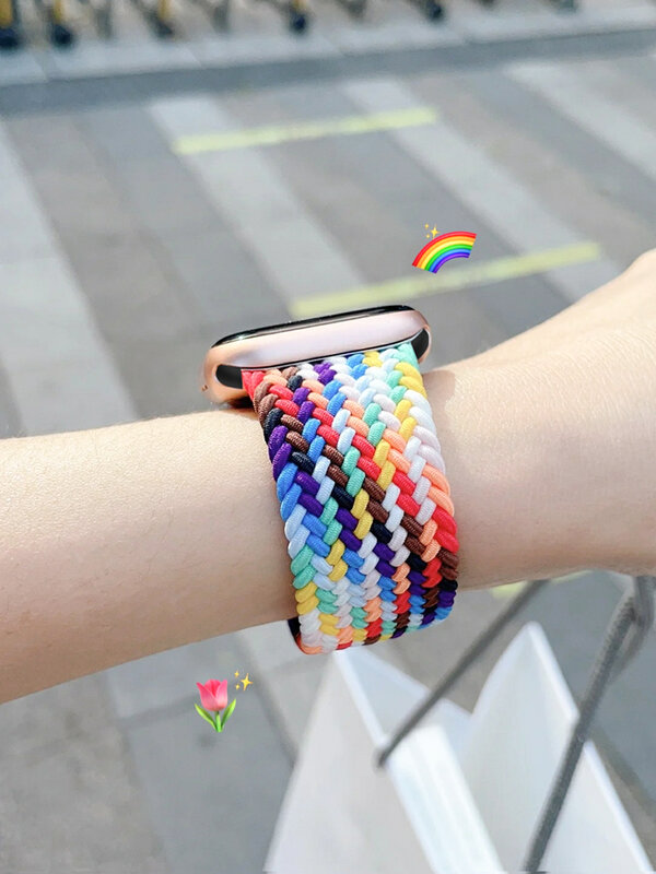 Braided Solo Loop bnad For Apple Watch strap 44mm 40mm 42mm 38mm 44 mm Nylon Elastic Fabric Bracelet For iWatch Serie SE 7654321