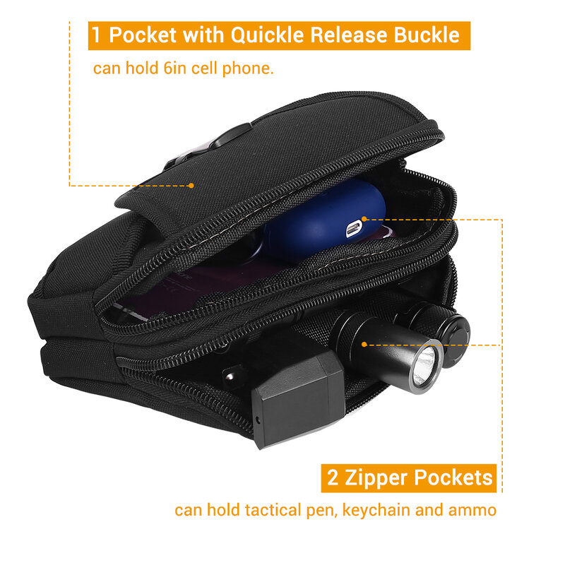Sac de ceinture tactique militaire Molle, pochette pour téléphone Portable en plein air, sac banane pour outils EDC, sac de ceinture pour la chasse et le Camping