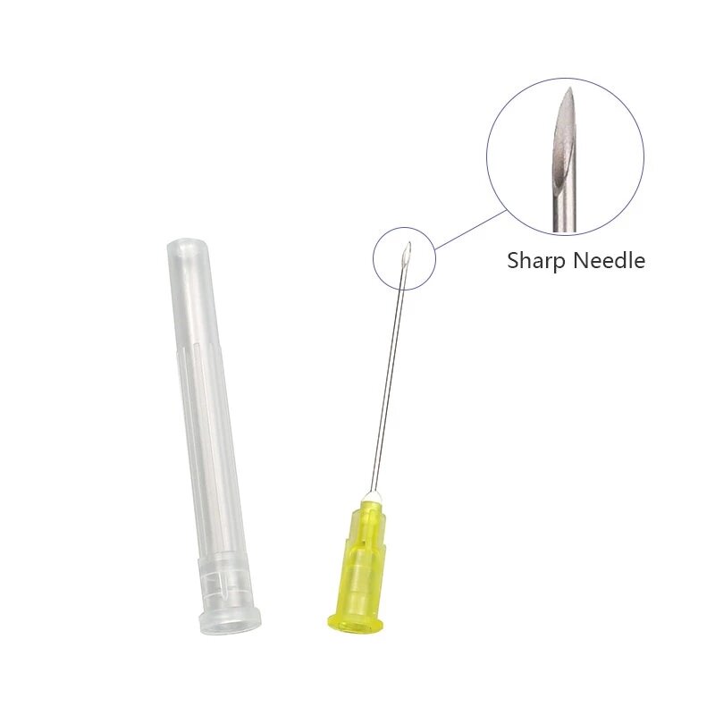 100ชิ้น/กล่องพลาสติกทิ้งความงามทางการแพทย์เข็มฉีดยา Mesotherapy ไม่เจ็บปวดขนาดเล็กเข็มปราศจากเชื้อหัวฉีด Micro Hypodermic Needle