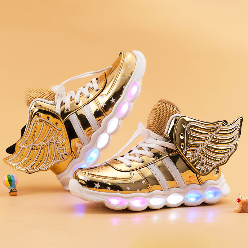 Tênis luminosos dos desenhos animados da menina do menino led iluminar acima sapatos brilhantes com luz crianças sapatos led tênis marca crianças botas