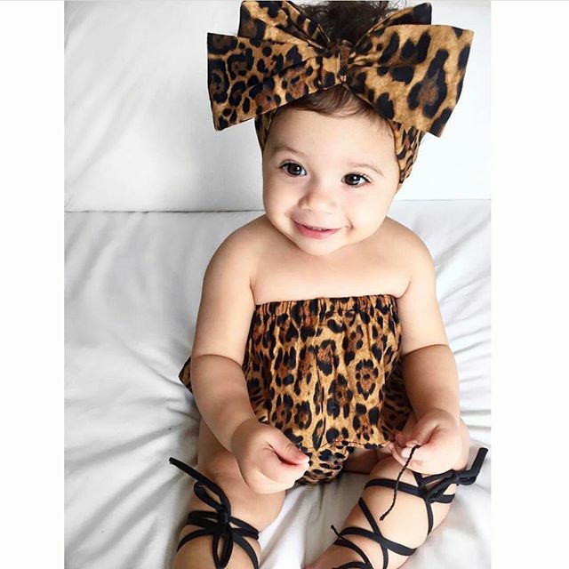 2020 sommer Kleinkind Mädchen Outfits Ärmelloses Leopard Druck Boot Kragen Rohr Tops + Shorts + Stirnband Set 0-24M Baby Kleidung