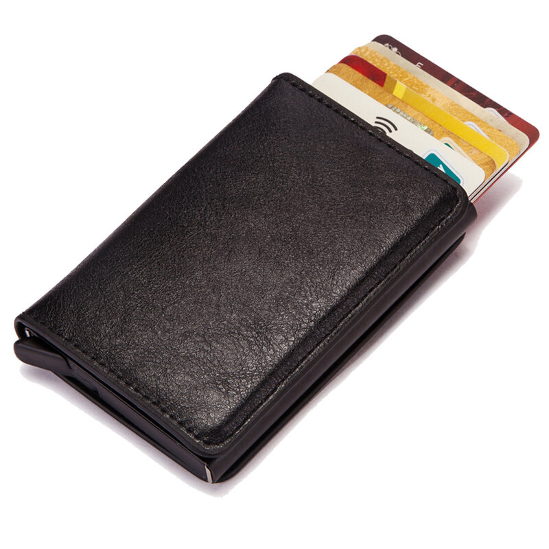 Carteira de fibra de carbono rfid de gravação, carteira masculina personalizada, capa de metal com fecho minimalista
