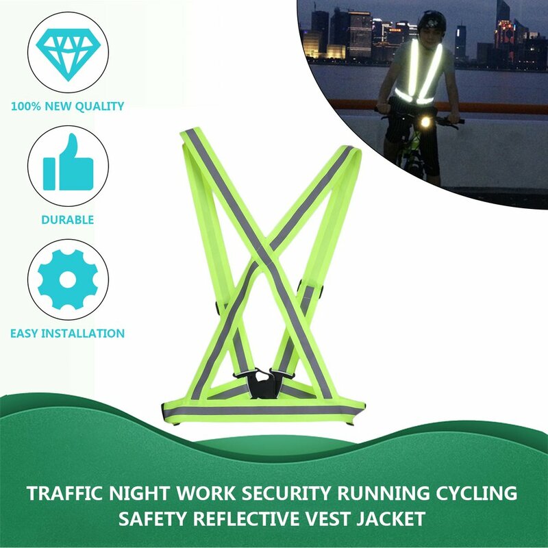Breathable Traffic Night Work Security Running Cycling Safety Reflective Vest High Visibility Reflective Safety Jacket 42*52cm