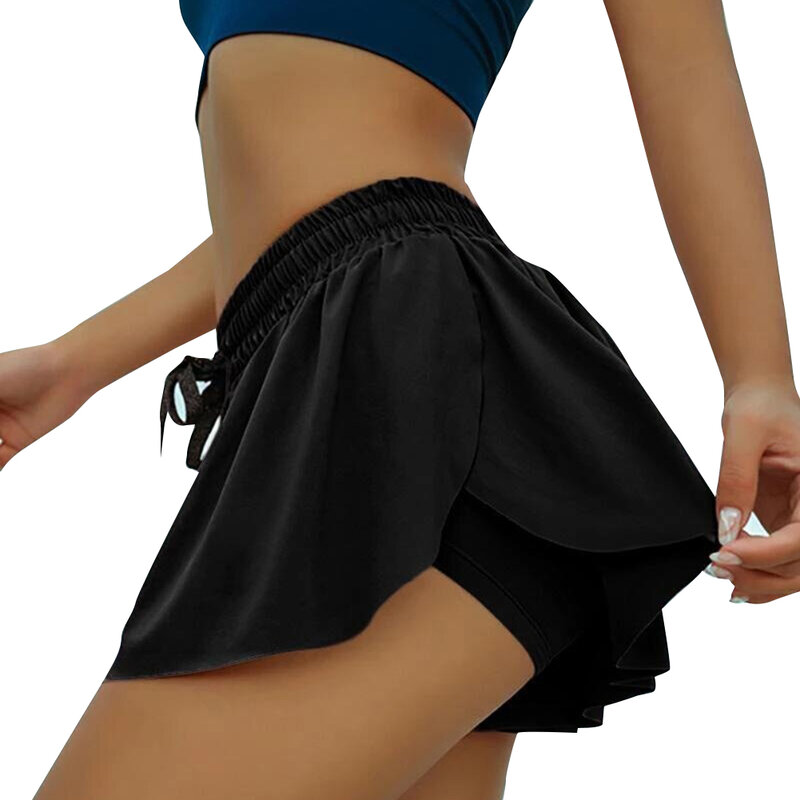 Mulher senhora esportes shorts respirável casual elástico cor sólida para fitness nyz shop