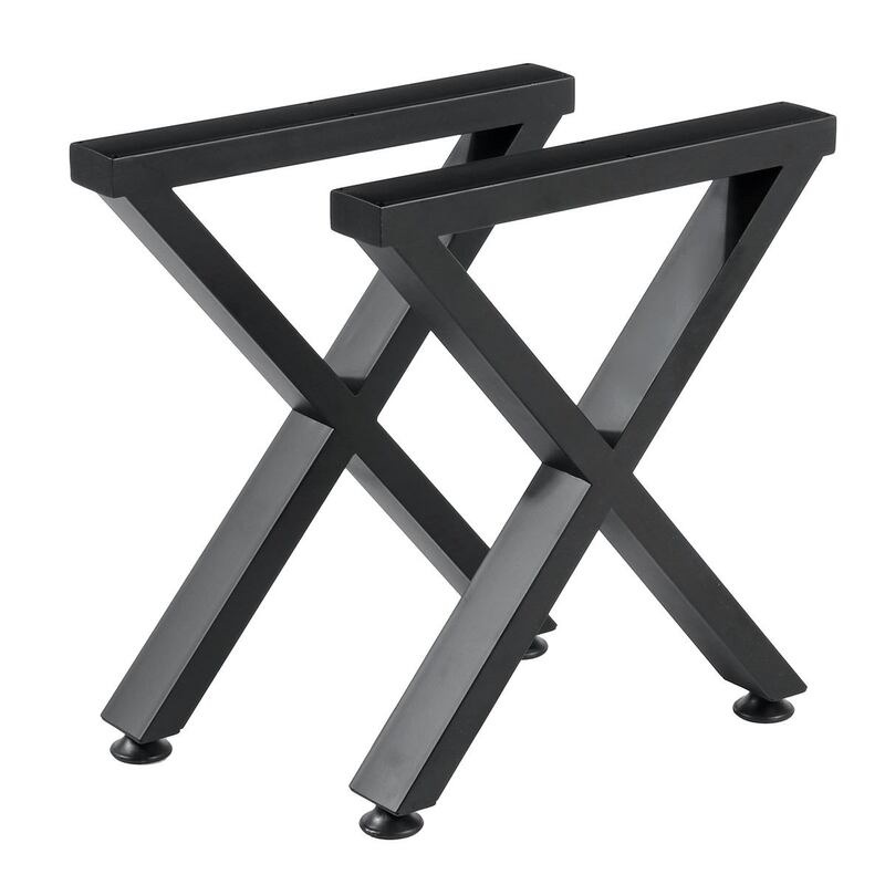 2 sztuk przemysłowe stalowe nogi do stołu w kształcie litery X rama meblowa nogi 40cm metalowy blat stołu biurko noga odporne na zadrapania maty podłogowe ochrony
