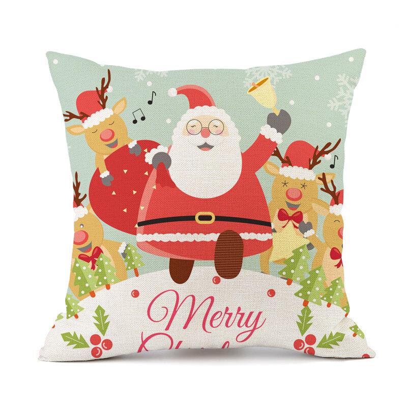 クリスマス鹿要素パターン3Dプリントポリエステル装飾枕カバースロー枕カバー平方ジッパー枕ケース-3