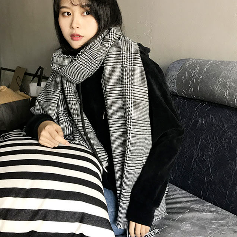 Écharpes à carreaux pour femmes, mode Couple loisirs étudiant hiver chaud quotidien Simple tout-assorti Harajuku Version coréenne tendre basique confortable