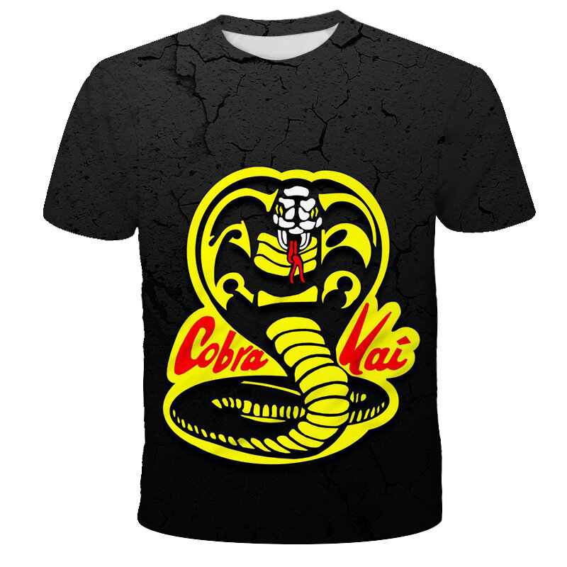Cobra Kai 3D วัยรุ่นชายเสื้อยืด3D แฟชั่น Cobra แขนสั้นเด็กสไตล์สบายๆเสื้อยืด4ถึง14 Y Streetwear ของขวัญเด็ก