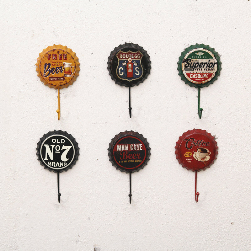 New American Retro Beer Bottle Cap Hook Home Clothing Store Fitting Room Hook Creative Wall Decoration Wall Hanging