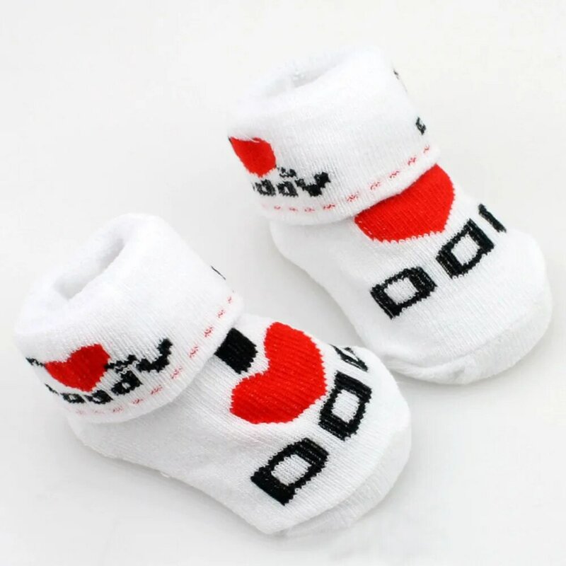 เด็กทารกเด็กทารกลื่นถุงเท้า Love Dad Love Mum Letter ถุงเท้าฤดูใบไม้ร่วงถุงเท้าเด็กสำหรับสาวถุงเท้าผ้าฝ...