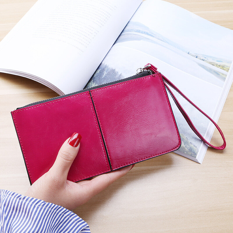 새로운 패션 여성 Office 레이디 PU 가죽 롱 지갑 클러치 지퍼 비즈니스 지갑 가방 카드 홀더 대용량 지갑