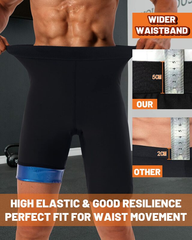 Men's Sauna Sweat Shorts Hot Fitness Capris Pants Exercise Leggings High Waist Thermo Workout Gym Short Pants Training Shorts