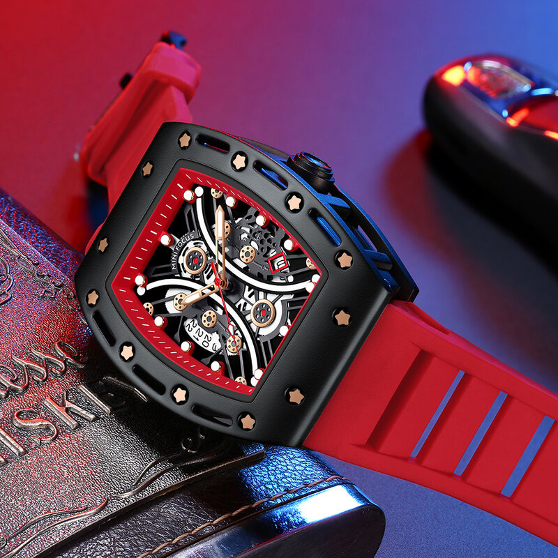 MINI FOCUS Top Brand Sports Military Wrist Watches for Mans Luxury Chronograph Silicone Strap Male Clocks Calendar reloj hombre