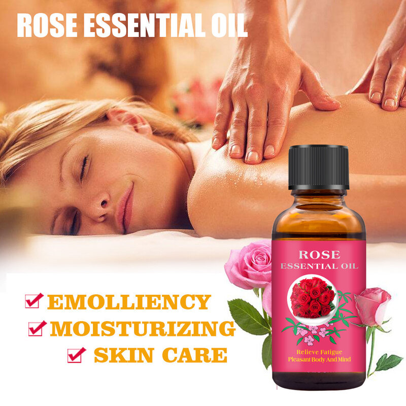 Huile de rose naturelle pour massage corporel, apaise, détend et hydrate la peau