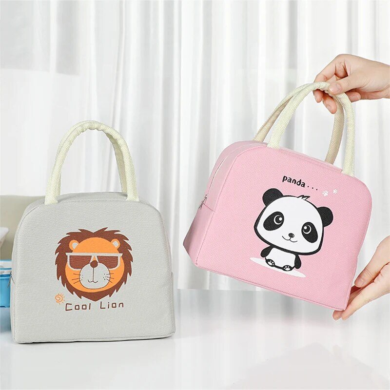 Cartoon Animal Lunch Bag Thermal Insulated Lunch Box Women Kids Bento Pouch Lunch Container School Food Storage Bags