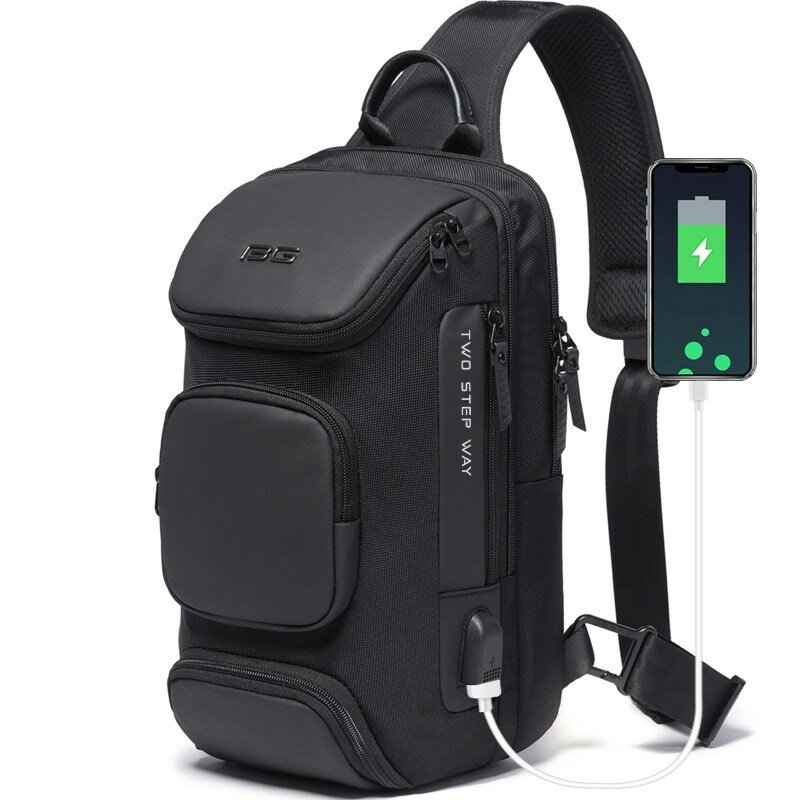 High Quality Chest Bag Men Fashion Leisure USB Business Travel Messenger Shoulder Bag Male Chest Bag
