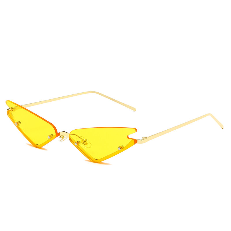 ブランドデザインファッション女性サングラス女性金属リムレス猫目サングラスUV400 サングラスシェード眼鏡oculosデゾル