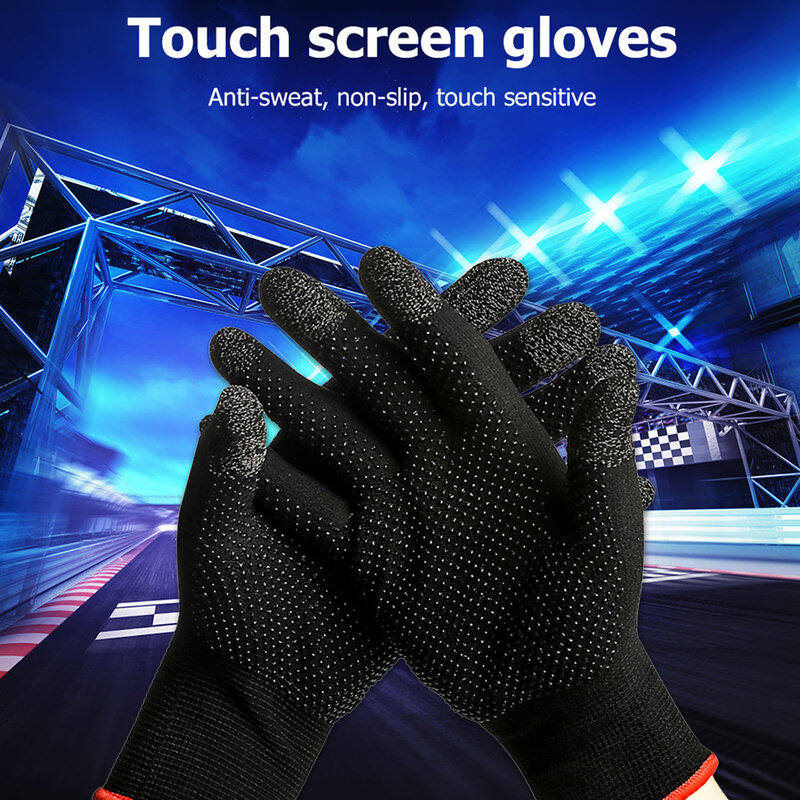 2 pçs capa de mão controlador de jogo universal à prova de suor não-risco sensível ao toque tela de jogo dedo polegar luvas de manga
