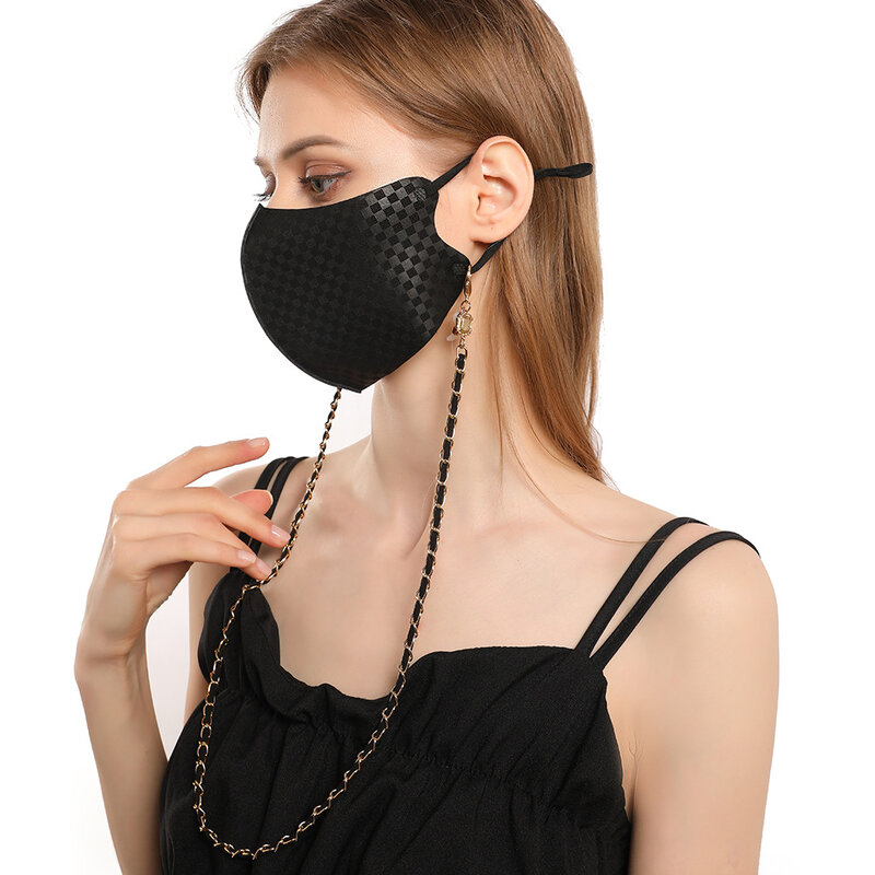 Cordón de cadena de Metal para gafas de sol para mujer, colgante negro, antipérdida, soporte para auriculares, collar con correa Punk