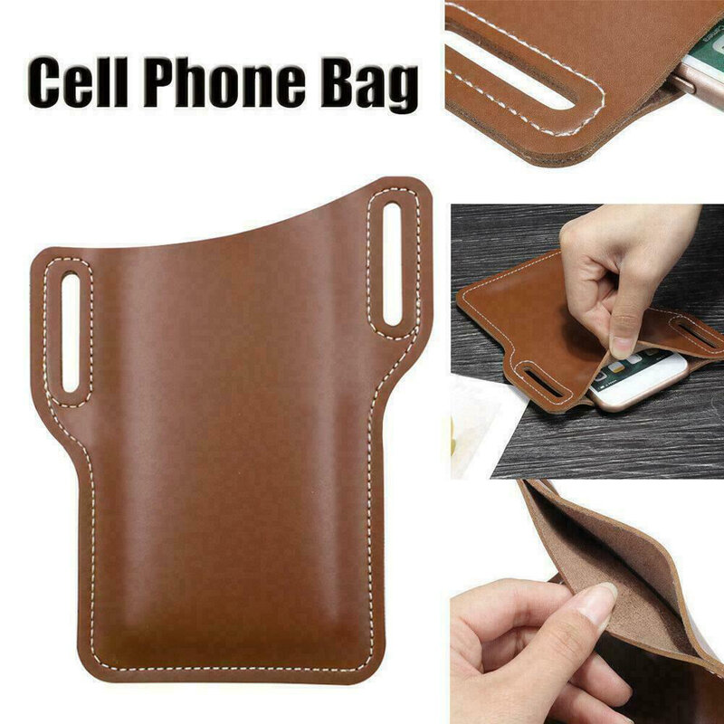Masculino ao ar livre cinto bolsa de couro falso caso bolsa de telefone celular titular do cartão capa