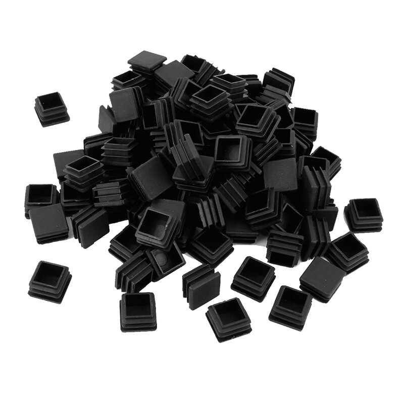100Pcsพลาสติกสแควร์หลอดแทรกEnd Blankingหมวก20มม.X 20มม.สีดำ