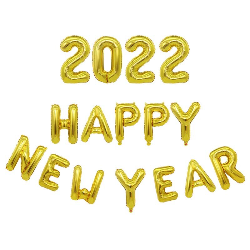 بالونات بأرقام 16 بوصة باللون الذهبي الوردي موديل 2022 زينة لحفلات رأس السنة الجديدة وحفلات عيد الميلاد مع 2022 من القصدير والحلي