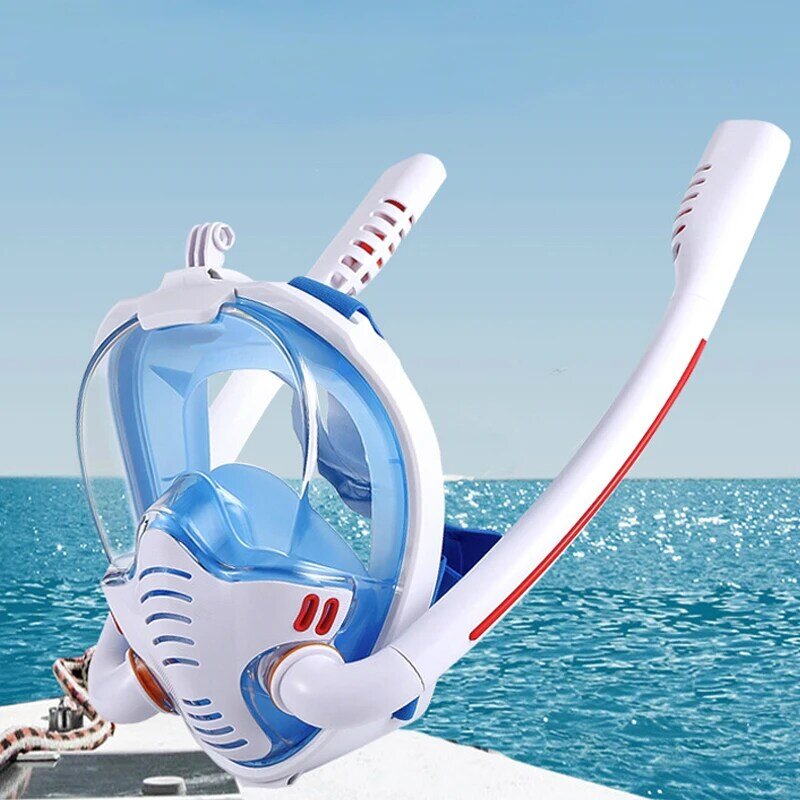 Masker Wajah Renang Baru Anak Dewasa Anti-kabut Anti-bocor Masker Selam Snorkeling Tabung Ganda Masker Snorkel Pemisahan Pernapasan