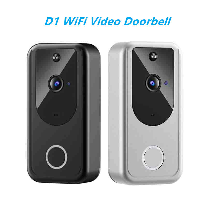 Bel Pintu Video WiFi 720P HD Nirkabel Rumah Pintar Suara Interkom Monitor Keamanan Penglihatan Malam Detektor Gerakan Kamera Bel Pintu D1