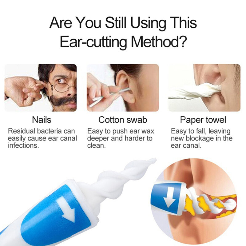 Novo conjunto de ferramenta de limpeza de ouvido, cotonete espiral macio com 16 peças, ferramenta de remoção de odores, limpador de ouvidos, varas de limpeza