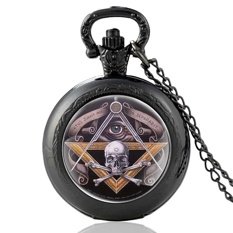 Винтажные кварцевые карманные часы с масонским черепом, бронзовые мужские и женские ожерелья с кулоном в стиле ретро, ювелирные подарки