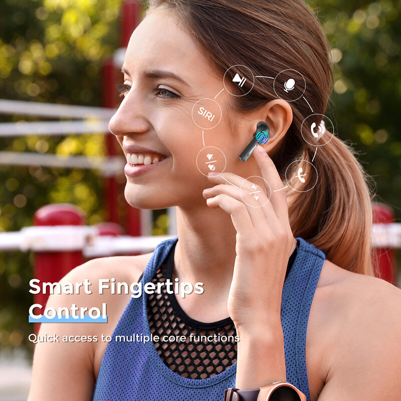 Mpow-auriculares inalámbricos X3 con Bluetooth, dispositivo de audio con cancelación activa de ruido, 4 micrófonos, 27H de reproducción, ANC, TWS, para teléfono inteligente