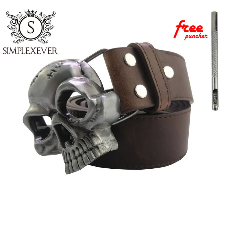 Skull เข็มขัด Handmade เข็มขัดอุปกรณ์เสริมเข็มขัด DIY Western คาวบอย Rock เข็มขัดหนังเข็มขัด