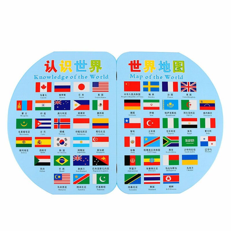 Wooden Flag Toy Children's Teaching Aids For Understanding The World Map Educational Early Children's Toys Teaching Aids