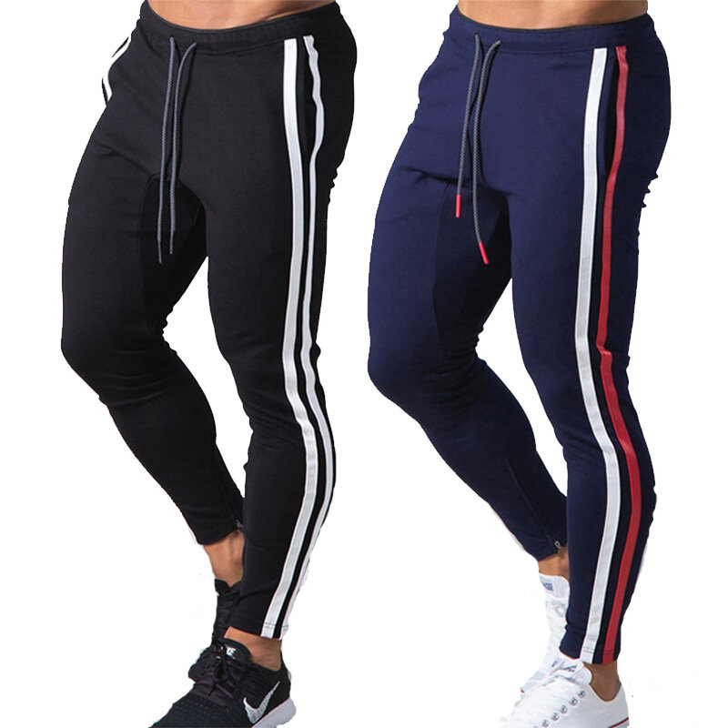 Pantalon jogging skinny en coton pour homme,ce vêtement convient à la pratique du fitness, de la course, de la gym de la musculation et aux entraînements sportifs,