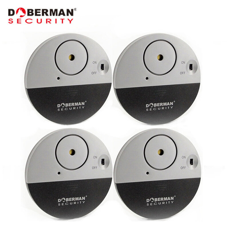 Doberman-Sensor de alarma de vibración, Detector de seguridad para puerta, ventana, alarma de vibración para ladrones, intrusos, seguridad del hogar, 4 Uds.